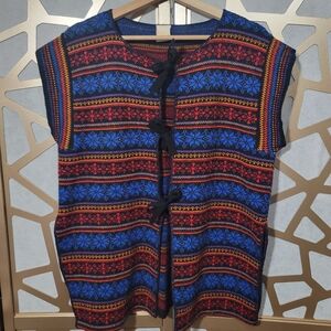 VINTAGE IT'S PURE GOULD Seater Vest Fair Isle Stripe Pattern Multicolored